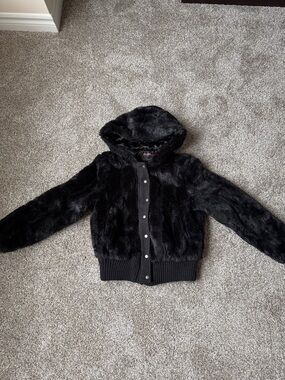 Majora Black Faux Fur Hooded Coat